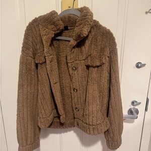 SHEIN Brown Teddy Jacket